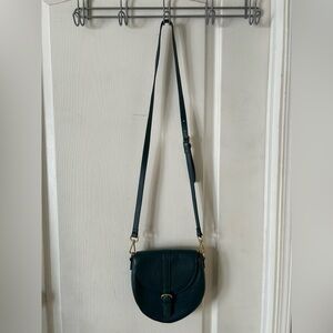 Ora Delphine Billie Guitar Strap Saddle Dark Green Pebbled Leather Crossbody Bag